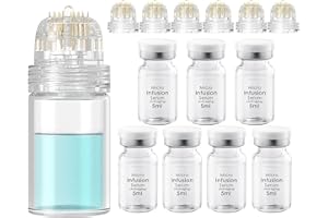 LAZZYBEAUTY Système de perfusion à micro-aiguilles inclus - Aiguille Hydra de 0,5 mm - 6 têtes d'aiguilles de rechange et ampoules de sérum anti-âge - 5 ml x 7 - Traitement anti-âge