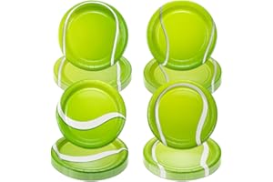 PTECDROTS 80Pcs Tennis Party Plates Decorations - Including 9" Tennisl Ball Plates Disposable Dinner Plates for Kids Tennis Fan Sports Event Tennis Theme Party Supplies