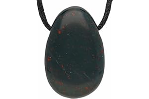 Lebensquelle Plus Colgante heliotrópico | colgante de piedra perforada con correa de cuero | colgante de piedras preciosas