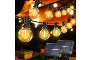 litogo 2 Pacchi Catena Luminosa Esterno Solare, 9M/29Ft 25+2 LED Catena Luminosa Solare, 4 Modalità Impermeabile G40 Luci Esterno Energia per Decorazione Giardino Festa Matrimonio Portico