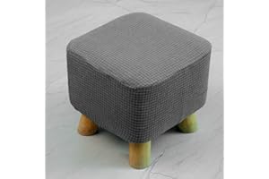SJH Small Foot stool Cover,Non-slip Ottoman Slipcovers with Elastic Bottom,Stretch&Soft Square Mini Chair Cover,Home Footrest Protector(25-33cm) Dark Grey