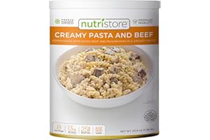 Nutristore Freeze-Dried Creamy Pasta and Beef | Emergency Survival Bulk Food Storage Meal | Perfect for Everyday Quick Meals and Long-Term Storage | 25 Year Shelf Life | USDA Inspected