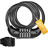 BOLEi Fahrradschloss mit Zahlencode 12mm/120CM I Anti-Diebstahl Fahrrad Kabelschloss mit 5-Stellig Code Kombination I Wasserd