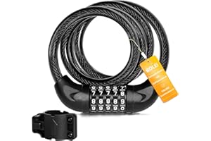 BOLEi Fahrradschloss mit Zahlencode 12mm/120CM I Anti-Diebstahl Fahrrad Kabelschloss mit 5-Stellig Code Kombination I Wasserd