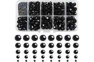 TOAOB THE ONE AND ONLY BABY TOAOB 1000 Pezzi Perline di Vetro di Cristallo Sfaccettato 2mm a 10 mm Nero Trasparente Perle Cristallo Ceco Rondella per Braccialetti Bigiotteria Gioielli Fai da Te Collane