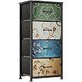 CAIYUN Chest of Drawers Bedroom with 4 Drawers and Flower Printing, Small Fabric Dressers, Dresser for Entryway Hallway Living Room, Closet Storage Drawer