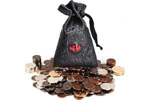 Viipha DND Metallmünzen 60er Set mit Ledertasche - Gaming Tokens, Piratenschatz, Zubehör & Requisiten für Brettspiele