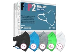 MEDICINADELLAVORO.COM 20 Mascherine FFP2 Colorate Mix Taglia Piccola Small Size Certificate CE, Mascherina 4 Strati Senza Valvola, Maschera Facciale di Protezione Certificata e Sanificata, Face Mask con BFE≥95| 20 Pezzi