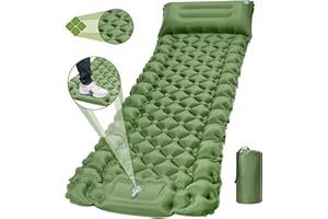 THIIXDAI Sleeping Mat for Camping, 200x64x10CM Camping Mat Ultralight Inflatable Camping Sleeping Pad with Pillow Built-in Pump, Ultimate for Camping, Backpacking, Hiking, Tent Air Mattress (Green)