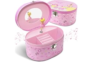Prinsessa Smyckeskrin med Musik för Flickor, Smyckeskrin med Spegel med Snurrande Prinsessa Födelsedagspresenter för Små Flic