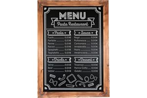 ALAPIZARRA Pizarra negra marco madera rustica. Apta para tizas y rotuladores efecto tiza. Pizarra enmarcada en madera natural color nogal vintage. Ideal para decoración, hostelería, cocina, bares. (90 x 60 cm)