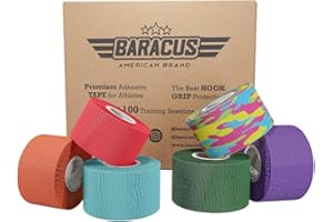 BARACUS Tape Crossfit Premium para Levantamiento de Pesas, Algodón Adhesivo Elástico y Resistente al Agua - Vendaje Deportivo, Incluye un Elegante Packaging - 7 Metros x 38mm (EliteV2Box)