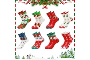 Snarflun 8 Pares Calcetines Navidad Personalizados, Calcetines Navideños Mujer, Navidad Algodón calentitos de Invierno, Mujer, Talla Única 35-40
