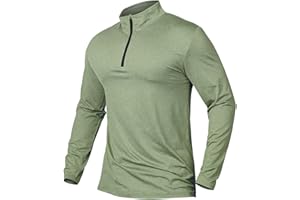 CARWORNIC Men's Active Sports Shirts 1/4 Zip Long Sleeve Running T-Shirts Quick-Dry Pullover Tops Outdoor Polo Shirts