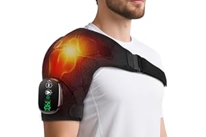 FLAREMORE Cordless Heated Shoulder Massager Pad, Shoulder Heating Brace with Adjustable 3-Level Heat and Vibration, Touch Screen Control and 5000mAh Battery, Fits Left Or Right Shoulder of Men Women (Black)