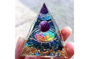 ycyingcheng Moonstone Crystal Pyramid Ogan Crystal Energy Tower, Orgonite Pyramid Protection Pyramid Energy Crysta Protection for Home Decor Indoor