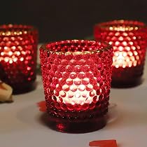 Photophores Cœur En Verre - Lot De 2 Bougeoirs Rouges Pour Ambiance Romantique - 12