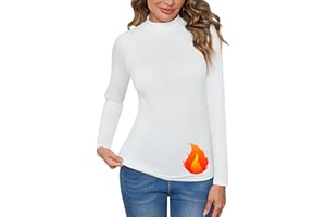Terecey Maglia Termica Donna Manica Lunga Dolcevita Slim Fit Top Casual Leggero Manica Lunga T-Shirt Aderente Camicetta di Base Tee Tops Moda Morbido Elasticizzato Pullover Shirts S-XXL