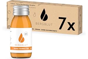 ‎BERGBLUT Bergblut Bio Karotte-Sanddorn Shot Box ohne Stücke | 7 x 60 ml Karottensaft ohne Zucker | Möhrensaft trifft Sanddorn Saft | Vegan & ohne Zusätze