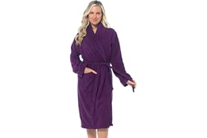UNDERCOVER LINGERIE Undercover Ladies Terry Towelling 100% Cotton Shawl Collar or Hooded Wrap Tie Waist Dressing Gown Drying Bathrobe