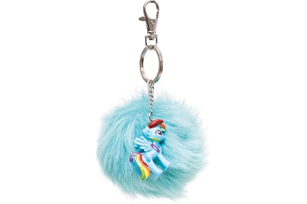 Joy Toy 95984 My Little Pony-Rainbow Dash nyckelring med ficka och 3D-figur, 7 cm, flerfärgad