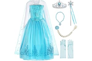 ReliBeauty Disfraz de Princesa Niña Disfraz de Copo de Nieve de Lentejuelas Plisadas de Manga Larga