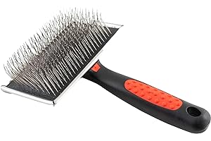 RYAN'S PET SUPPLIES Paw Brothers Extra Long Pin Flat Slicker Brush for Dogs, Professional Grade, Removes Loose Fur and Tangles, Tuffer Than Tangles, Removes Undercoat, Dog Grooming Brush, Ergonomic Handle, Large