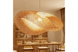 HEYUN Żyrandole w stylu vintage naturalne lampy bambusowe plecione żyrandole proste i kreatywne regulowana długość E27 energooszczędne lampy restauracja Allée pokój ciepłe żyrandole, 80 cm