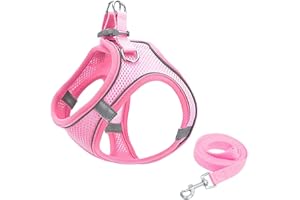 GIAPINST Pettorina Cane, Pettorina Gatto Antifuga, Gilet per Animali Domestici Regolabile con Rete Traspirante e Striscia Riflettente per Cani e Gatti di Piccola, Media Taglia (XS-Rosa)