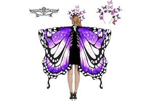 plainshe Butterfly Wings, Fairy Wings for Adults, Butterfly Costume, Halloween Costumes for Women, 3PCS Butterfly Cape Set.