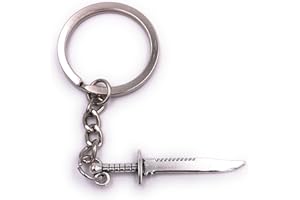 H-Customs Couteau de poignard Épée Chevalier Porte-clés Pendentif Métal argenté