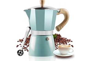 VINEKRAFT Moka Pot, 6 Cup Italian Espresso Maker, ‎Aluminium Stove Top Coffee Maker with a Coffee Clip Spoon, 270ml