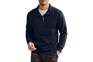 COOFANDY Men's Sweatshirts Quarter Zip Sweatshirt Long Sleeve Jumper for Mens Casual Pullover Waffle Pullover with Pocket