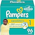 Pampers Swaddlers Diapers - Size 1, 96 Count, Ultra Soft Disposable Baby Diapers