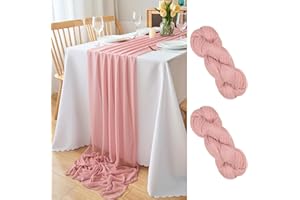 DecorMommt Runner Tavola in Chiffon Rosa Antico, Runner Decorazioni Matrimonio, Runner da Tavolo Centrotavola Moderno, per Matrimoni Compleanni Feste Natale Decorazioni, 2 Pezzi, 77cmx3m