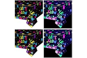 APUXXJUPA 4 Stück schwarzes Licht Neon Tischdecken, 130 x 220 cm Glow Geburtstag Party Tischdecken für Glow in The Dark Party Supplies