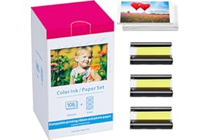 UNISTAR Rechange Papier Photo Canon Selphy CP1300 CP1500 KP-108IN 3115B001(AA), 3 Cartouche d'encre 108 Feuilles Papier Photo (100 x 148mm) Compatible Imprimante Canon Selphy CP1300 CP1200 CP1000 CP910