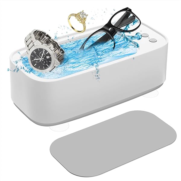 Pulitore Ultrasuoni Portatile 640ml - 49kHz Per Occhiali, Gioielli, Dentiere Con 3 Modalit&agrave;