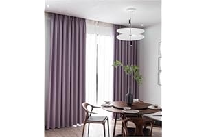 ‎SIUNWDIY 2 Stücke Dunkelgrün vorhänge Blickdicht Verdunklungsvorhang mit Kräuselband Energiespar & Wärmeisolierend einfarbig Gardinen Schal für Schlafzimmer Kinderzimmer Wohnzimmer,Light purple,137x175cm