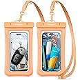 Spigen Aqua Shield Floating Waterproof Phone Pouch Up to 8.2, [Extra Large] [Non-Toxic TPU] IPX8 Waterproof Case for swimming for iPhone 16 15 14 13 12 11 Pro Max, Samsung S24 S23 Ultra - Apricot