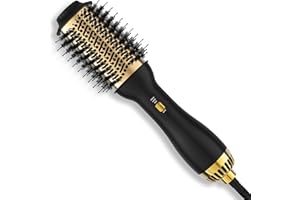 LANDOT Hot Hair Blow Dryer Brush: Plus 2.0 One-Step Hair Dryer and Volumizer - Hot Air Brush with Adjustable Temperature - Heated Air Styler for Drying Straightening Volumizing Hair - Lightweight Hairdryer