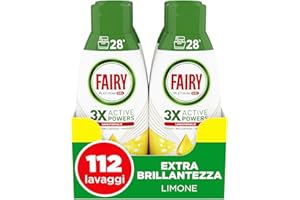 Fairy Platinum Detersivo Lavastoviglie Gel Liquido,112 Lavaggi, Confezione da 4 Bottiglie, Platinum Limone, Dona Extra Brillantezza Alla Lavastoviglie, Combina Pulizia Brillantezza E Freschezza