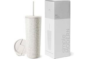 Simple Modern Izolowany kubek ze słomką i pokrywką, kubek do kawy mrożonej wielokrotnego użytku, ze stali nierdzewnej, kubek podróżny, prezenty dla kobiet i mężczyzn, kolekcja klasyczna, 710 ml,