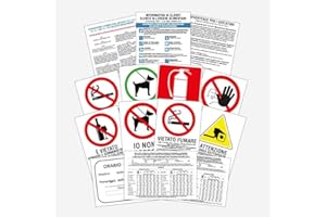 KAMIUSTORE Pack 14 cartelli START-UP plus adesivi obblighi per locali, bar e ristoranti - regole sicurezza per locali 13,5 x 20 cm