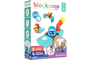 Blockaroo magnetic building blocks, educational game for children, educational water game for creative building, ideal for the bath, tug boat box with 10 building blocks