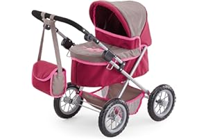 Bayer Design 13078AA Poussette Landau pour Poupée Trendy, réglable, Pliable, Sac, Bordeaux Gris