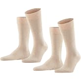 Falke Mens Happy 2-Pack Socks Breathable Cotton Flat Seam Extra Soft | Pack of 2 pairs of cotton socks