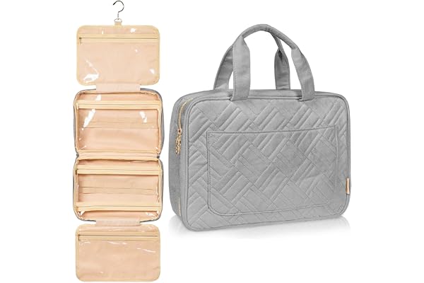 BOACAY Trousse de Toilette Grande Capacité Femme, Fille, Enfant, Sac de Voyage Cosmétique à Suspendre, Vanity Souple pour la Douche ou Maquillage