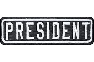 PATCH KING Biker Aufnäher: "PRESIDENT" Motorradclub Rank Patch - Rang Abzeichen MC Club Aufbügler - Geschenk Motorradfahrer Applikation zum aufnähen Lederjacke/Boots/Koffer - schwarz - 100x30mm