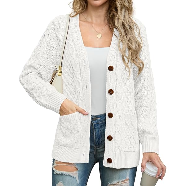 Cardigan Court Femme Tricoté – Manches Longues Col V Boutons – Automne Hiver Élégant